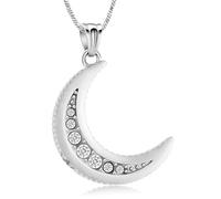 AIWENXI Crystal Moon Cremation Jewelry Urn Necklaces for Ashes Stainless Steel Human/Pet Keepsakes Memorial Ashes Pendant for Men Women Gifts