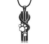 AIWENXI Cylinder Bar memorial Ashes Necklace Dog Paws Print Cremation Jewelry Stainless Steel Pet/Human Ash Pendant Necklace Memorial Keepsake Pendant Jewelry for Men Women Gifts