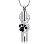 AIWENXI Cylinder Bar memorial Ashes Necklace Dog Paws Print Cremation Jewelry Stainless Steel Pet/Human Ash Pendant Necklace Memorial Keepsake Pendant Jewelry for Men Women Gifts