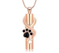 AIWENXI Cylinder Bar memorial Ashes Necklace Dog Paws Print Cremation Jewelry Stainless Steel Pet/Human Ash Pendant Necklace Memorial Keepsake Pendant Jewelry for Men Women Gifts
