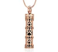 AIWENXI Dog Paws Urn Necklaces for Men Women Cylinder Cremation Jewelry for Ashes Stainless Steel Pet Memorial Ashes Holder Necklaces Keepsakes Pendant Gifts