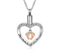 AIWENXI Footprint Cremation Jewellery Urn Pendant Necklace for Ashes Stainless Steel Mini Urns Jewelry to Holder Ashes Baby Foot Memorial Keepsake Jewellery
