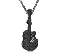 AIWENXI Guitar Cremation Jewelry Urn Necklace for Ashes Musical Guitar Stainless Steel Memorial Ash Pendant Guitar Lover Keepsakes Cremation Urns Necklaces Jewelry for Men Women