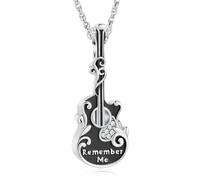 AIWENXI Guitar Urn Necklace for Ashes Cremation Jewelry Music guitar Stainless Steel Memorial Ash Pendant guitar Lover Keepsakes Cremation Urns Necklaces Jewelry for Men Women Gifts