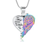 AIWENXI Heart Ash Necklace for Men Women Angel Wings Cremation Keepsake Urn Jewellery Stainless Steel