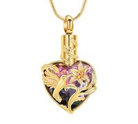 AIWENXI Heart Cremation Jewelry for Ashes Hummingbird Urn Necklaces for Men Women Stainless Steel Heart Birthstone Memorial Urn Pendant Keepsakes Ashes Jewelry