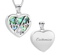AIWENXI Heart Cremation Jewelry Music Guitar Urn Necklaces for Men Women Stainless Steel Music Note Cremation Memorial Ashes Pendant Keepsakes Jewelry