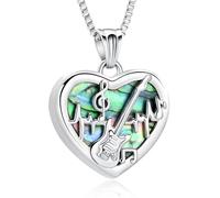 AIWENXI Heart Cremation Jewelry Music Guitar Urn Necklaces for Men Women Stainless Steel Music Note Cremation Memorial Ashes Pendant Keepsakes Jewelry