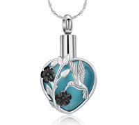 AIWENXI Hummingbird Cremation Jewelry for Ashes Heart Urn Necklaces for Men Women Stainless Steel Memorial Ashes Pendant Pet Keepsakes Jewellry
