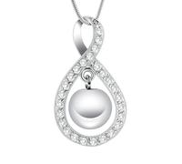 AIWENXI Infinity Cremation Jewelry Pearl Urn Necklace for Ashes Stainless Steel Memorial Keepsake Urns Pendant Necklaces Crystal Pearl Ash Pendant for Men Women Gifts