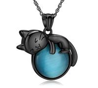 AIWENXI Moonstone Cat Cremation Jewelry for Ashes Pet Urn Necklaces for Men Women Lovely Cat Memorial Keepsakes Urn Pendant Necklaces Locket Jewelry