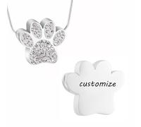 AIWENXI Paw Print Urn Necklace for Ashes Cremation Jewelry for Ashes Stainless Steel Urn Necklace Keepsake Jewelry for Pet/Dog's/Cat's Ashes Pendant Memorial Keepsake Gifts for Man/Women