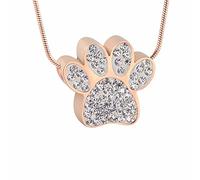AIWENXI Paw Print Urn Necklace for Ashes Cremation Jewelry for Ashes Stainless Steel Urn Necklace Keepsake Jewelry for Pet/Dog's/Cat's Ashes Pendant Memorial Keepsake Gifts for Man/Women