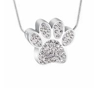 AIWENXI Paw Print Urn Necklace for Ashes Cremation Jewelry for Ashes Stainless Steel Urn Necklace Keepsake Jewelry for Pet/Dog's/Cat's Ashes Pendant Memorial Keepsake Gifts for Man/Women