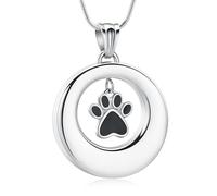 AIWENXI Paw Print Urn Necklace for Dog Ashes Stainless Steel Cat Ash Necklace Circle of Life Eternity Memorial Pendant Ash Jewelry