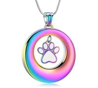 AIWENXI Paw Print Urn Necklace for Dog Ashes Stainless Steel Cat Ash Necklace Circle of Life Eternity Memorial Pendant Ash Jewelry