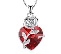 AIWENXI Rose Flower Cremation Jewellery Heart Shape Birthstone Urn Necklaces for Ashes Stainless Steel Keepsake Memorial Urn Human Ash Urn Pendant Jewellery for Men Women, 20 inches / 56 centimeters