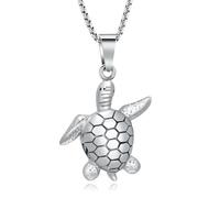 AIWENXI Sea Turtle Cremation Jewelry Urn Necklaces for Ashes Stainless Steel Marine Organism Memorial Keepsakes Gifts Ash Pendant Jewelry for Men Women