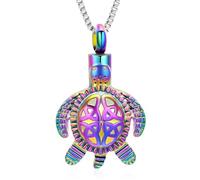AIWENXI Sea Turtle Memorial Cremation Jewelry Turtle Funeral Urn Necklace for Ashes Stainless Steel Keepsakes Ashes Pendant for Men Women
