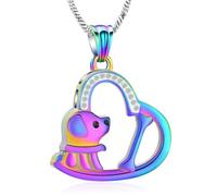 AIWENXI Small Dog Urn Necklaces for Ashes Crystal Heart Memorial Cremation Jewellery Dog Bone Shape Memories Ashholder Pendant for Men Women