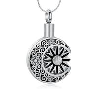 AIWENXI Sunflower Cremation Jewelry Moon Memorial Urn Necklaces for Ashes Stainless Steel Celtic Style Keepsakes Ash Pendant for Men Women