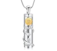 AIWENXI Sunflower Memorial Cremation Jewelry Flower Celtic Urn Necklace for Ashes Cylinder Hummingbird Keepsakes Ash Pendant Necklaces Jewelry for Men Women