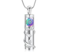 AIWENXI Sunflower Memorial Cremation Jewelry Flower Celtic Urn Necklace for Ashes Cylinder Hummingbird Keepsakes Ash Pendant Necklaces Jewelry for Men Women