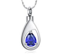 AIWENXI Teardrop Cremation Jewelry Memorial Ashes Necklaces Waterdrop Urn Pendant Necklace for Keepsakes Jewelry Stainless Steel for Men Women
