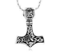 AIWENXI Thor's Hammer Cremation Jewellery Men Urn Necklace Women Celtic Knot Nordic Viking Memorial Human/Pet Ash Pendant Ash Necklace Lock Souvenir Jewellery, Stainless Steel