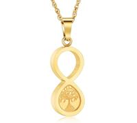 AIWENXI Tree of Life Cremation Jewellery for Ashes 8-Shaped Ash Necklaces for Men Women Stainless Steel Keepsake Urn Ash Pendant Jewellery, Stainless Steel