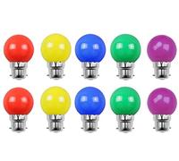 Aiwerttes 10-Pack B22 Bayonet LED Bulbs 2W G45 Bulb Multicolor Bulbs for Garland Home Bar Party Ambience Decoration,Red Yellow Blue Green Purple