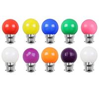 Aiwerttes 10 Pack B22 G45 2W Screw Cap 10Colors LED Light Bulbs,20W Incandescent Bulb Equilavent,Festoon Party Lights for Indoor Outdoor Use,Not-Dimmable