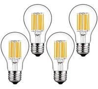 Aiwerttes 12W LED Edison Light Bulb 100W Equivalent 1000LM, Soft White 3000K, E27 Edison Screw LED Filament Bulbs, A60 Vintage Style Clear Glass Antique Lamp, Not Dimmable, Pack of 4