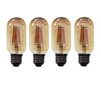 Aiwerttes 4PCS E27 LED Bulb 6W Equivalent 60W Incandescent T45 Vintage Edison Tubular Filament Light Bulbs Amber Glass Warm White 2700K Non-dimmable Light Lamp