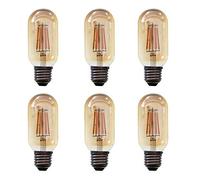 Aiwerttes 6PCS E27 LED Bulb 6W Equivalent 60W Incandescent T45 Vintage Edison Tubular Filament Light Bulbs Amber Glass Warm White 2700K Non-dimmable Light Lamp,600 LM