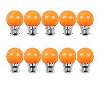 Aiwerttes B22 Bayonet Bulbs Orange Color 2W Bulb (20W Equivalent) Golfball Energy Saving Christmas Bulbs, Pack of 10 [Energy Class A +]