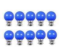 Aiwerttes B22 LED Bulb 2W Equivalent 20W Colored Blue Bayonet Bulb G45 Mini Globe Bulb for Outdoor Terrace Christmas Garland, Pack of 10
