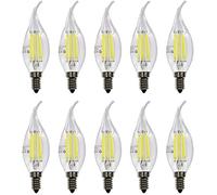 Aiwerttes E14 LED Dimmable Filament Light Bulb 6W Equivalent to 60W Cool White 6500K 600Lm C35 Small Edison Screw Candle Light Bulbs SES LED Chandelier Bulbs Clear Glass 10 Pack [Energy Class A++]