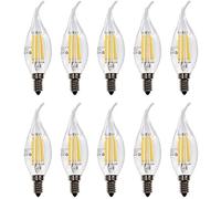 Aiwerttes E14 LED Dimmable Filament Light Bulb 6W Equivalent to 60W Warm White 2700K 600Lm C35 Small Edison Screw Candle Light Bulbs SES LED Chandelier Bulbs Clear Glass 10 Pack [Energy Class A++]