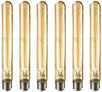 Aiwerttes E27 4W Tubular Edison Style LED Filament Bulb Non-Dimmable, Model T30 Nostalgic Led Light Bulb, 2700K Amber Light,400LM,Gold Tinted Glass Cover,6 Pack