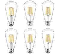 Aiwerttes E27 LED Filament Pear Bulb, 6W ST64 Retro Decor Edison Light Bulbs,60W Equivalent,Warm White Industrial Vintage Light,2700K, 600LM,Non-dimmable (6 PCS) [Energy Class A+]