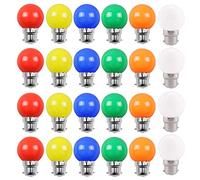 Aiwerttes Pack of 24 Coloured LED Bulbs 2W B22 G45 Golf Ball Colourful LED Light Bulbs, Mixed Colours Red, Yellow, Green, Blue, Orange,Warm White