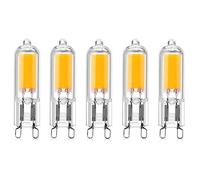 Aiwerttes Pack of 5 G9 LED Light Bulbs, 200 LM G9 LED Clear Glass Capsule Bulbs, 2W=25W Halogen Equivalent, 2700K Warm White, AC 220-240 V, for Chandelier Home Lighting Decoration