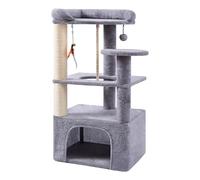 AIWIKIDE 31.5 Inch Cat Tree for Indoor Cats, Multi-Level Medium Cat Tower with Plush Perch, Sisal Scratching Posts and Private Condo for Kittens, Grey