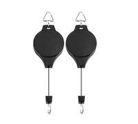 AIWMQYYF 2 Pcs Retractable Hanging Pulley and Hooks - Basket Watering Device With Chains for Flowers, Pots, Bird Feeders (Black)
