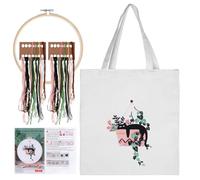 AIWMQYYF Embroidery Tote Bag Kits, Canvas Tote Bag Embroidery Kit with Cat Pattern, White Adults Cross Stitch Canvas Bag, Cross Stitch Tote Bag Embroidery Starter Kit for Beginners Adults