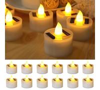 AIWMQYYF Solar LED Candle Tea Light,12 Pcs Waterproof, Flameless, Rechargeable Tea Light Candles,Decorative Battery Operated Tea Lights,Suitable for Halloween and Wedding Decorations