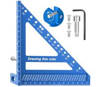 Aiwons 8.5inch 3D Multi-Angle Measuring Ruler -Large Precision Woodworking 3D Square Protractor 15-90 Degree and Miter Triangle Ruler - Aluminum Alloy Drawing Line Ruler for Engineer Carpenter Blue