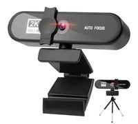 aiworth Webcam 2K Video Calling Camera - Auto Focus Ultra HD Meeting Web cam with Stereo Microphone - Plug and Play Computer Cam Webcam with Privacy Cover for Live Streaming Recording Tablet Laptop