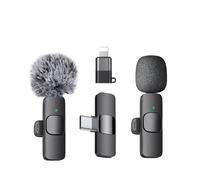 aiworth Wireless Lapel Microphone for iPhone/Android Phone/Computer/iPad with Noise Cancellation - 2 Mini Clip Microphones for Video Recording Vlogging TikTok YouTube Plug and Play